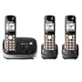 Panasonic KX-TG6513B DECT 6.0 PLUS Expandable Cordless Phone System, Black, 3 Handsets