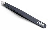 MEHAZ 130 by Rubis Switzerland Slanted Tweezer BLACK (Model: MC0130BK)