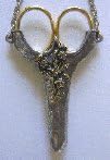 Victorian English Heirloom Scottish Thistle Pewter Sewing Chatelaine Scissors