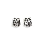 Sterling Silver Oxidized Owl Earrings