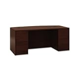 10500 Bow Front Double Pedestal Desk, Full-Height Pedestals, 72w x 36d, Mahogany