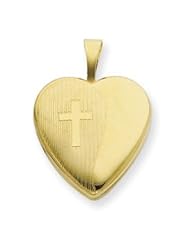 Gold Filled 16mm Cross Heart Locket