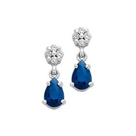 Sapphire and Diamond Earrings in 14K White Gold by 