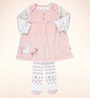 3 Piece Cotton Rich Bunny Pinafore Outfit