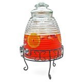 Old Fashioned Beehive Glass Beverage Dispenser with Stand
