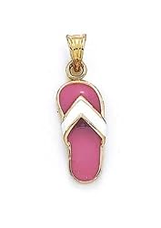 14k Pink Enamel Flip-Flop Pendant - JewelryWeb