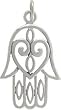 Filigree Design Hamsa Hand with Heart Pendant in Sterling Silver, #7661