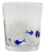 Hand Blown Glass Blue Fish Rocks Glass 4"H Set of Four