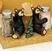 Demdaco Black Bear Friends Resin Salt and Pepper Shakers and Toothpick Holder