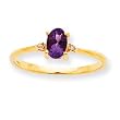 10k Genuine Diamond Amethyst Birthstone Ring - Size 6