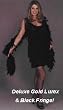 Gold Lurex and Black Fringe Flapper Costume for Roaring 20s Costume Fun! (Shown in Black Lurex with Black Fringe)