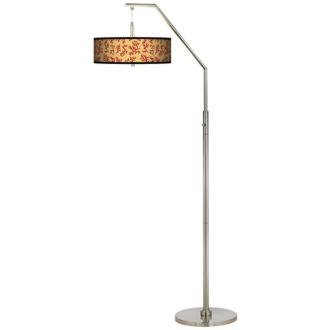 Crimson Coral Giclee Shade Arc Floor Lamp