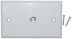 RJ11, 4C White Smooth Telephone Wall Plate