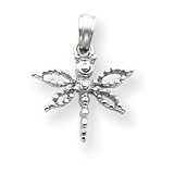 14k White Gold Mini Dragonfly With Cut-Out Wings Charm - Measures 15x15mm - JewelryWeb