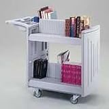 2-Shelf Molded Book Cart,w/4 Casters,45x23x37-1/4,LGY