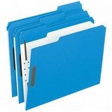 Colored Folders with 2 Embossed Fasteners, Letter, 1/3 Cut, Blue, 50/Box (ESS21301)