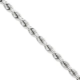 14k White Gold 5.5mm Diamond-Cut Rope Chain Anklet - 9 Inch