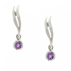 Sterling Silver Dangle Earrings with Amethyst Gemstones
