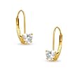 Heart-Shaped Cubic Zirconia Leverback Earrings in 10K Gold CZ EARRINGS