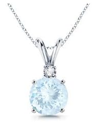0.69 carats Round Aquamarine and Diamond V-Bale Pendant