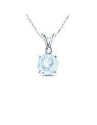 0.69 carats Round Aquamarine and Diamond V-Bale Pendant