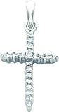 14K White Gold Diamond Cross Pendant Charm Jewelry