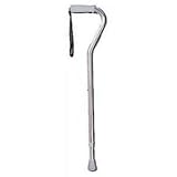 Deluxe Adjustable Cane Offset With Wrist Strap Silver