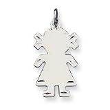 Sterling Silver Engraveable Girl Disc Charm - JewelryWeb