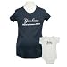 New York Yankees GIFT COMBO Women's Maternity Scoop Neck T-shirt with Baby Creeper by Soft as a Grape - Navy Medium