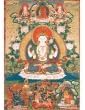 Thanka Print on Canvas (Giclée) Depicting 4-Armed Avalokiteshvara, 18"x24"G