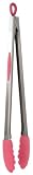 Orka 17-Inch Stainless and Silicone Tongs, Raspberry
