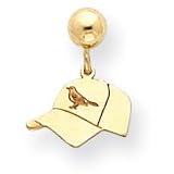 14K Baltimore Orioles Baseball Cap Post Dangle Earrings