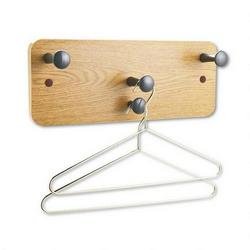 Quartet 20501 Wall Rack, Four Knobs/Two Hangers, Wood, Oak