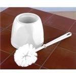 White Toilet Brush And Holder/Bowl - Plastic