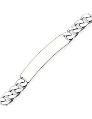 Sterling Silver 8 Inch Engraveable Antiqued Curb Link ID Bracelet - 8 Inch