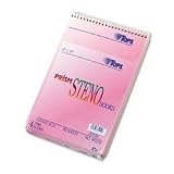 TOPS 80254 Prism 6x9 Gregg Ruled Steno Notebook, 80 Perforated Pink Sheets/Book, 4 Books/pk