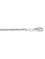 14K 20" White Gold 2.0mm Polish Diamond Cut Light Rope Chain With Lobster Clasp