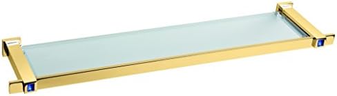Moonlight Glass Bathroom Sorage Shelf Towel Rack Holder W/ Blue Swarovski Crystal Diamonds, Polished Gold, 22-inch