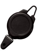 Black Plastic Ski / Sports Badge Reel W/ Flex Hook & Snap Closure. 2120-4001