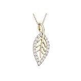 1 5 Carat Diamond 14K Yellow Gold Leaf Pendant w Chain