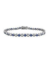 Sapphire and Diamond Tennis Bracelet : 14K White Gold - 5.00 CT TGW
