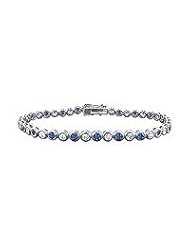 Sapphire and Diamond Tennis Bracelet : 18K White Gold - 4.00 CT TGW