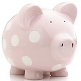 Elegant Baby Huge Pig Bank with White Polka Dots - Pastel Pink