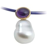 14K Yellow or White Gold Paspaley South Sea Cultured Pearl and Amethyst Pendant - Various Sizes