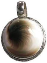 Shiva's Eye Spiral Shell Reverse Pendant Sterling Silver Round