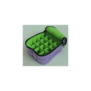 16-Bottle Essential Oil Carrying Cases hold 5ml, 10ml and 15ml bottle - Lavender with Aqua Green interior by TheraPure Health Essentials