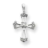 14k Diamond Three Stone Cross Pendant