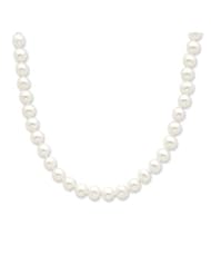 Sterling Silver 6-6.5mm Off Round White FW Cultured Pearl Necklace