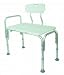 * Heavy-duty anodized aluminum frame with non-marring, slip-resistant rubber tips. * Seat and backrest constructed of high-density plastic with drainage holes. * Handholds molded into backrest offer additional safety and stability. * Removable backrest and handrail for added convenience. * Backrest can be adjusted for left or right hand applications. * Suction cup rubber feet help hold bench securely in place during transfers. * Seat height: adjusts from 17 to 21 in 1 increments. * Seat width: 26; Seat depth: 16. * Width between legs: 27. * Weight: 10 lbs. * Weight capacity: 250 lbs. * Easy to assemble with all hardware and detailed instructions included.