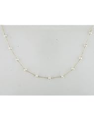 14k Yellow Gold Freshwater White Pearl Necklace (18")